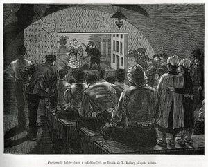 Cellar for Puppet Shows (engraving by X. Mellery, to illustrate the story of Belgium by Camille Lemonnier) by Xavier Mellery
