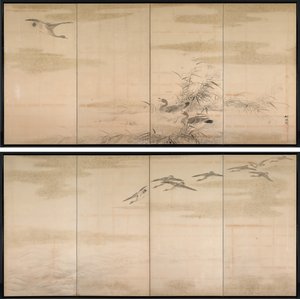 Geese, Reeds, and Water by Yamamoto Baiitsu