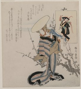 Woman by a Plum Tree Matched with the Wisteria Maiden, c. early 1830s
