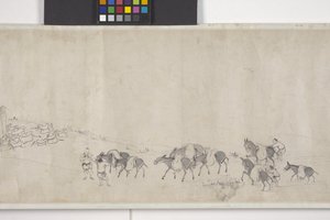 One-Hundred Donkeys Transporting Grain, Handscroll, c.1700 by Ye Yin