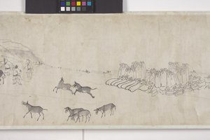 One-Hundred Donkeys Transporting Grain, Handscroll, c.1700 by Ye Yin