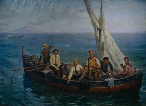 Lenin and the author Maxim Gorky with the Fishermen at the Capri Island, 1946