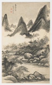 Spring Tree Grove Before Rain, from an album of 12 leaves by Yongxi Jin