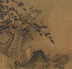 Scholar viewing a waterfall