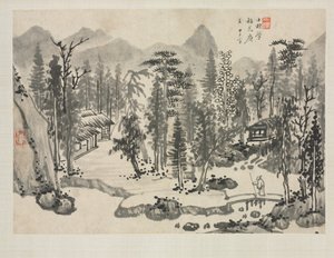 Landscape Album in Various Styles: Landscape after Wu Zhen by Zha Shibiao