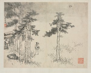 Landscape Album in Various Styles: Shibiao Waiting for the Moon by Zha Shibiao