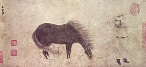 Horse and Groom in Winter