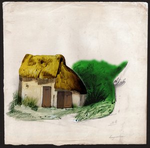A thatched cottage in the centre of France (illustration)