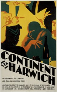 Continent via Harwich, LNER poster by Ferdinand Georg Waldmuller