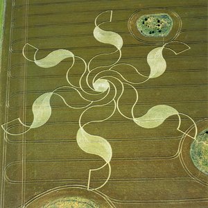 Crop circle in wheat field, Stonehenge, Wiltshire, 4th July 2002