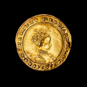 English hammered gold half sovereign coin