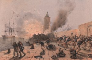 Explosion of powder keg of Lantern, siege of Ancona by William Walcutt