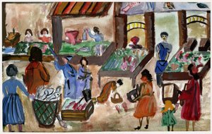Food Market in France, ca 1950