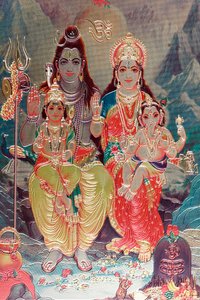 God Shiva and Goddess Parvati with Their Son Ganesha