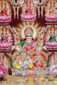 Lakshmi, the wife of Vishnu, is goddess of prosperity, good fortune, and beauty