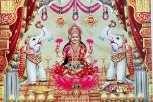 Lakshmi, the Wife of Vishnu, is Goddess of Prosperity, Good Fortune, and Beauty