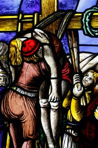 Museum of the Milan Cathedral. Stained glass window. Deposition of Christ. 16th century. Italy. by . .