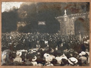 Pilgrimage to Lourdes, 1910 (b/w photo)