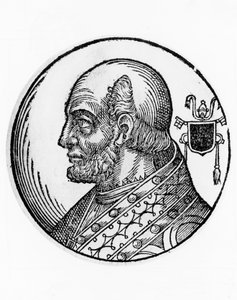 Portrait of Theodorus I (died 649), 73rd Pope of Catholic Church from 642, engraving by William Walcutt
