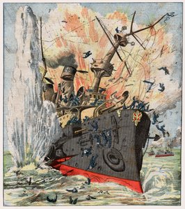 Russian warship sunk by a Japanese mine in Port Arthur