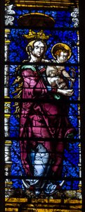 Virgin of the Apocalypse. Stained glass. St Stephen