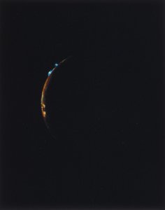Volcanoes on the rim of Io, one of the moons of Jupiter by Ferdinand Georg Waldmuller