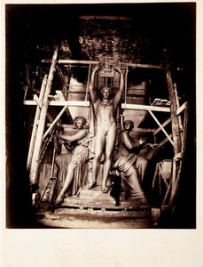 Sculptor Amie Millet with Apollo Crowning Dance and Poetry, Full-Scale Plaster Model for Bronze Statue by Delmaet and Durandelle