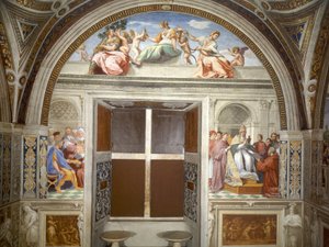 Cardinal and Theological Virtues, Wall of Justice, South by Raphael