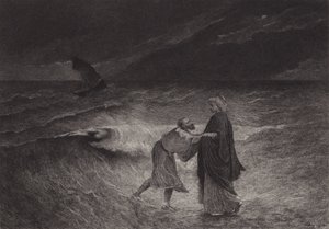 Jesus and St. Peter on the Sea by after Albert Robida