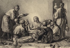 Jesus Eats with Publicans and Sinners by after Albert Robida