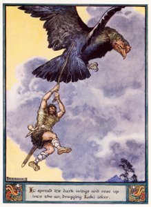 It Spread Its Dark Wings and Rose Up into the Air, Dragging Loki After