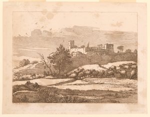 Landscape with a Castle by after Claude Lorrain