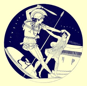 The Death of Troilos, illustration from Greek Vase Paintings by J. E. Harrison and D. S. MacColl, published 1894 by after English School