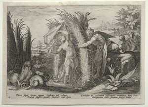 Pan Pursuing Syrinx by after Hendrick Goltzius