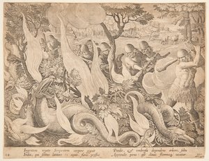 Fighting Serpents with Fire by after Jan van der Straet, called Stradanus