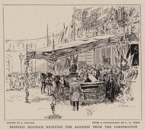 Princess Beatrice receiving the Address from the Corporation by after John Duncan