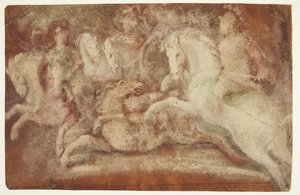Battle Scene with Horses and Two Riders