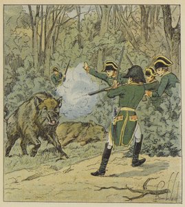 The Emperor hunts wild boar in the forest of Marly by after Louis Charles Bombled