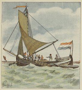 The Emperor donates a boat to a Dutch pilot by after Louis Charles Bombled