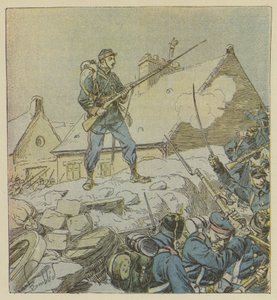 Sergeant Pitou, Intrepidly Climbing the Barricade at Courceboeufs, Decides the Capture of the Village by after Louis Charles Bombled