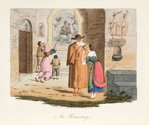 The Hermitage of Capua, from Italian Scenery, representing the Manners, Customs and Amusements of the different States of Italy, pub. 1806 by after P. van Lerberghi