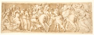 The Rape of the Sabine Women, left half