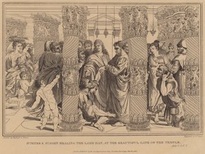 St Peter and St John healing the Lame Man, at the Beautiful Gate of the Temple, Acts by after Raphael