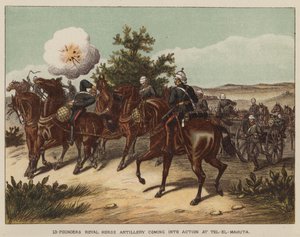 13-Pounders Royal Horse Artillery coming into action at Tel-El-Mahuta