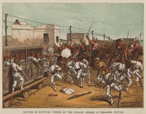 Capture of Egyptian trains by the Cavalry Brigade at Mahsameh Station by after Richard Simkin