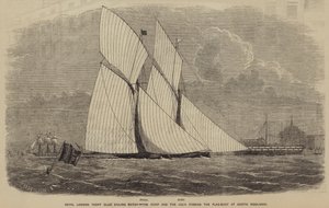 Royal London Yacht Club Sailing Match, the Romp and the Julia passing the Flag-Buoy at North Woolwich by after Thomas Harrington Wilson