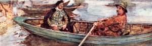 Shakespeare with a Waterman Being Rowed Down the Thames, London