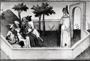 How the Old Man from the Mountains Received the Followers in the Garden, from the Livre des Merveilles du Monde, c.1410-12 by and workshop Boucicaut Master