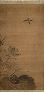 Swallow and Lotus by attributed to Fachang Muqi