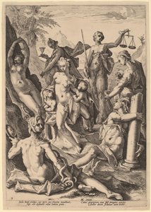 The Seven Virtues by attributed to Jacob Matham, after Hendrik Goltzius